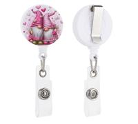 Porte-badge rétractable pour couple de nains d'amour avec clip pour médecin, infirmière, étudiant, employé de bureau