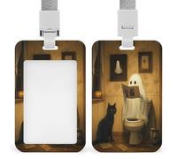Porte-badge rétractable pour Halloween, fantôme, lecture, journal, toilettes, chat, porte-cartes, porte-nom, étiquette de nom pour travail, bureau, médecin, infirmière
