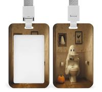 Porte-badge rétractable pour Halloween, fantôme, lecture, journal, toilettes, porte-cartes, porte-nom, étiquette de nom pour travail, bureau, médecin, infirmière