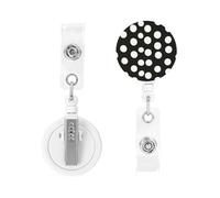 Porte-badge rétractable robuste à pois noirs et blancs avec clip rétractable pour carte d'identité, clé, badge de travail pour infirmière, enseignante, accessoires de bureau