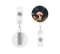 Porte-badge rétractable robuste avec pince crocodile colorée en forme de champignons pour porte-badge, porte-nom, porte-clés, porte-badge pour infirmière, médecin, travailleur