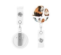 Porte-badge rétractable robuste avec pince crocodile - Illustration de cochon d'Inde - Porte-badge pour carte d'identité, porte-nom, porte-badge pour infirmière, médecin, travailleur