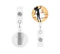 Porte-badge rétractable robuste avec pince crocodile, silhouette de volley-ball, porte-badge, porte-nom, porte-clés, porte-badge pour infirmière, médecin, travailleur