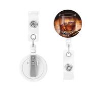 Porte-badge rétractable robuste - Porte-badge de travail - Pour infirmière, enseignante, bureau - Marron