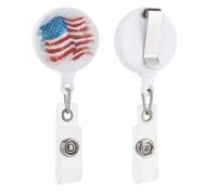 Porte-badge rétractable simple aquarelle drapeau américain avec clip pour carte d'identité pour médecin, infirmière, étudiant, employé de bureau