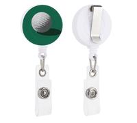 Porte-badge rétractable simple en forme de balle de golf vert avec clip pour carte d'identité pour médecin, infirmière, étudiant, employé de bureau