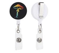 Porte-badge rétractable simple en forme de champignon des années 70 - Jaune, bleu, rouge, vert - Pour médecin, infirmière, étudiant, employé de bureau