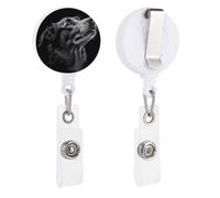 Porte-badge rétractable simple en forme de chien noir et blanc avec clip pour carte d'identité pour médecin, infirmière, étudiant, employé de bureau