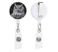 Porte-badge rétractable simple en forme de chouette avec clip pour carte d'identité pour médecin, infirmière, étudiant, employé de bureau