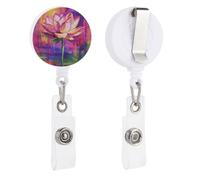 Porte-badge rétractable simple et abstrait en forme de fleur de lotus pour médecin, infirmière, étudiant, employé de bureau