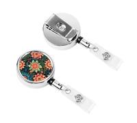 Porte-badge rétractable très résistant avec motif floral bohème pour femme et médecin