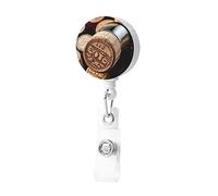 Porte-badge rétractable vintage pour bouteille de vin avec clip pour badge nom, porte-carte d'identité, porte-étiquette pour homme et femme