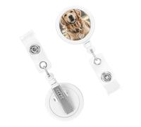 Porte-badge rétractables en plastique léger pour badge d'identification Golden Retriever - Porte-clés mignon pour porte-badges, infirmières, médecins