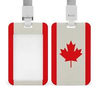 Porte-badge rétro à motif de drapeau du Canada avec lanière - Porte-carte d'identité en plastique rigide étanche - Enrouleur de badge vertical robuste pour bureau, infirmière, enseignante