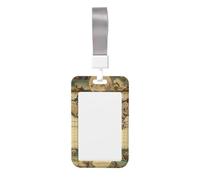 Porte-badge rétro avec lanière verticale en plastique rigide avec fenêtre transparente, étanche, pochette de protection tendance pour homme et femme