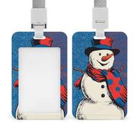 Porte-badge rétro Pop Art avec motif bonhomme de neige avec écharpe, porte-cartes, porte-cartes, porte-nom, pour le travail, le bureau, le médecin, l'infirmière