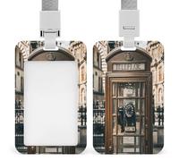 Porte-badge rétro pour téléphone avec lanière amovible - Pochette verticale en plastique rigide pour cartes de travail, cartes de crédit pour bureau, usine