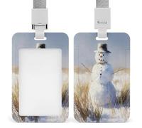 Porte-badge rétro rétractable avec motif bonhomme de neige dans le champ - Pour le travail, le bureau, les médecins, les infirmières