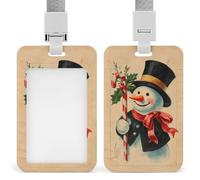 Porte-badge rétro rétractable pour carte d'identité de Noël, motif bonhomme de neige, pour le travail, le bureau, les médecins, les infirmières