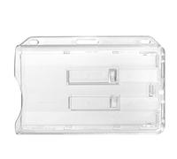 Karteo Porte-badge pour 2 cartes Porte-carte horizontal en plastique rigide transparent muni de deux glissières Porte-carte pour cartes d’identification, cartes de service