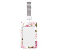 Porte-badge robuste avec enrouleur rétractable, imprimé de fleurs roses, porte-badge, porte-clés, badge de travail, pour infirmière, enseignant, étudiant, bureau, femme et homme