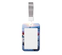 Porte-badge robuste avec enrouleur rétractable - Imprimé lotus rose - Pour infirmière, enseignante, étudiante, bureau, femme et homme