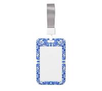Porte-badge robuste avec enrouleur rétractable - Motif artistique populaire bleu - Pour infirmière, enseignante, étudiante, bureau, femme et homme