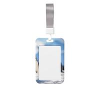 Porte-badge robuste avec enrouleur rétractable - Motif pingouin de montagne enneigée - Pour infirmière, enseignante, étudiante, bureau, femme et homme