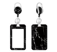 Porte-badge robuste avec enrouleur rétractable, porte-carte d'identité, carte vec clip pour infirmière, enseignante, étudiant, bureau, femme, homme, cadeau pour femme, homme, marbre noir