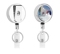Porte-badge romantique blanc avec enrouleur rétractable, clip en acier inoxydable, pour le travail, les infirmières, les enseignants et la sécurité