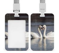Porte-badge romantique en forme de cygne blanc avec cordon, cordon de séparation, étui de protection vertical multi-usage pour bureau, enseignant, infirmière