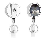 Porte-badge romantique en forme de cygne blanc avec enrouleur rétractable, clip en acier inoxydable, porte-badge robuste pour le travail, les infirmières, les enseignants et la sécurité