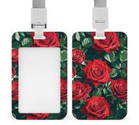 Porte-badge romantique vertical avec cordon amovible durable pour enseignants de bureau et d'usine Rouge
