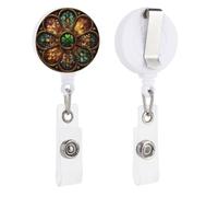 Porte-badge rond rétractable en vitrail pour médecin, infirmière, étudiant, employé de bureau