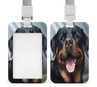 Porte-badge Rottweiler en forme de tête de chien imprimé vertical pour bureau, école, carte d'identité, carte de proximité, permis de conduire, carte de permis et laissez-passer