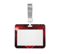 Porte-badge rouge avec lanière - Étui horizontal en plastique avec fenêtre transparente - Protection étanche pour carte d'identité - Pour infirmières, enseignants, bureau