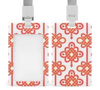 Porte-badge rouge et or à nœud chinois avec cordon détachable, en plastique ABS, format vertical, fenêtre transparente, fermeture coulissante, idéal pour les infirmières, les enseignants, le personne