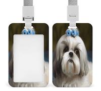 Porte-badge Shih Tzu imprimé chien vertical pour bureau, école, carte d'identité, carte de proximité, permis de conduire, carte de permis et laissez-passer