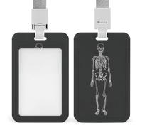 Porte-badge simple et minimaliste avec illustration squelette rétractable à clip pour carte de protection, badge nominatif pour travail, bureau, médecin, infirmière