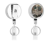 Porte-badge squelette avec enrouleur rétractable, clip en acier inoxydable, robuste pour le travail, les infirmières, les enseignants et la sécurité