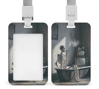 Porte-badge squelette dans une vieille baignoire avec clip rétractable pour le travail, le bureau, les médecins, les infirmières