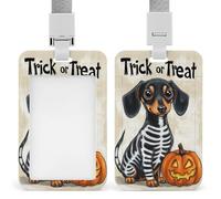 Porte-badge squelette d'Halloween avec clip rétractable pour badge d'identification teckel - Porte-carte de protection pour le travail, le bureau, les médecins, les infirmières