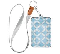 Porte-badge symétrique en forme de cercles blancs pour femme avec lanière et capacité de 3 cartes pour carte d'identité, bureau, école, hôtel, carte de passe