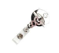 Porte-badge Télescopique Créatif en Alliage Rose pour Médecin | Clip D’identification, Support Cartes, Cordons, Insignes et Clés, Style Mode, Usage Conventions et Concerts