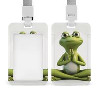 Porte-badge « The Funny Frog Doing Yoga » avec cordon de suspension, étui de protection vertical pour carte d'identité, multi-usage pour bureau, enseignant, infirmière