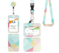 Porte Badge Tour de Cou 2 Pcs Porte-Badge avec Portant Cordon d'Identification Protege Carte Bancaire Carte de Bureau Bus(Diamond)
