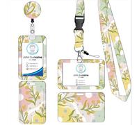 Porte Badge Tour de Cou 2 Pcs Porte-Badge avec Portant Cordon Pour Carte d'Identification Protege Carte Bancaire Carte de Bureau Porte Carte Bus (Grass)