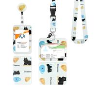 Porte Badge Tour de Cou 2 Pcs Porte-Badge avec Portant Cordon Pour Carte d'Identification Protege Carte Bancaire Carte de Bureau Porte Carte Bus(Cheese)