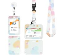 Porte Badge Tour de Cou 2 Pcs Porte-Badge avec Portant Cordon Pour Carte d'Identification Protege Carte Bancaire Carte de Bureau Porte Carte Bus(star)