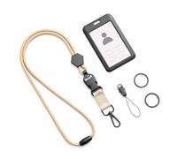 Porte Badge Tour de Cou avec Cordon Détachable Blanc perle | Cordon réglable de 60 cm avec porte-cartes pour carte d'identité, carte d'identité d'entreprise, badge d'étudiant